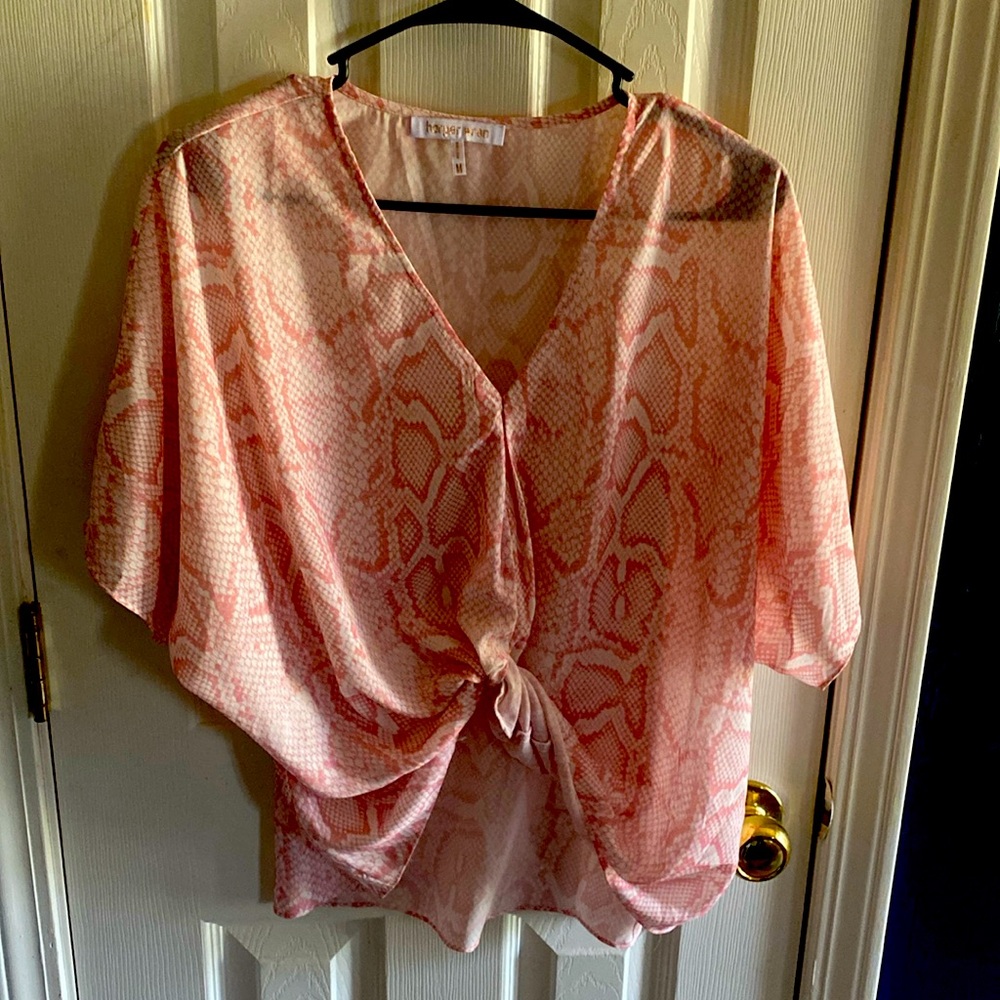 Harper Wren Snake Print Blouse Pink Size XS